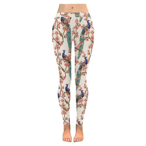 Peacock tropical flower pattern Women's Legging Fulfilled In US