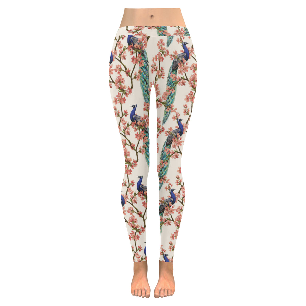 Peacock tropical flower pattern Women's Legging Fulfilled In US