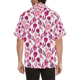 pink sketch tulip pattern Men's All Over Print Hawaiian Shirt