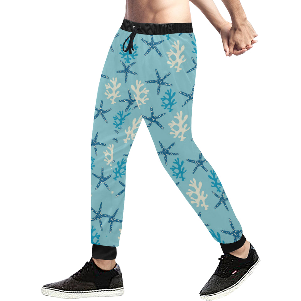 Blue starfish coral reef pattern Unisex Casual Sweatpants