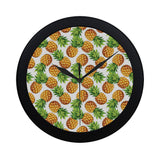 Pineapples design pattern Elegant Black Wall Clock