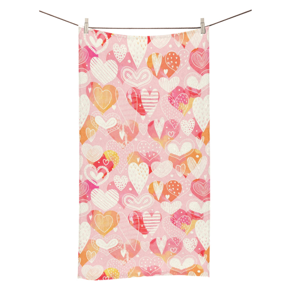 Hand drawn heart design pattern Bath Towel