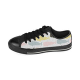 Whale dot pattern Men's Low Top Canvas Shoes Black