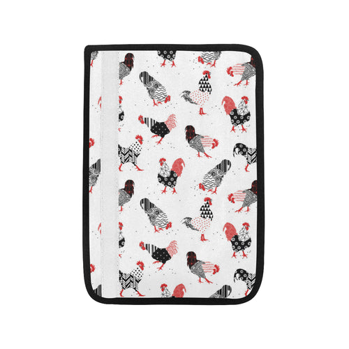 Cool rooster chicken cock floral ornament backgrou Car Seat Belt Cover