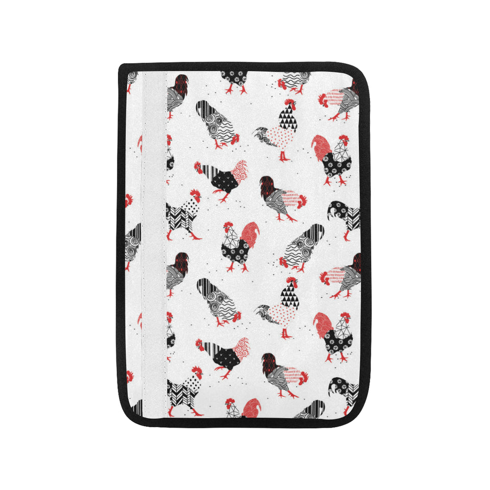 Cool rooster chicken cock floral ornament backgrou Car Seat Belt Cover