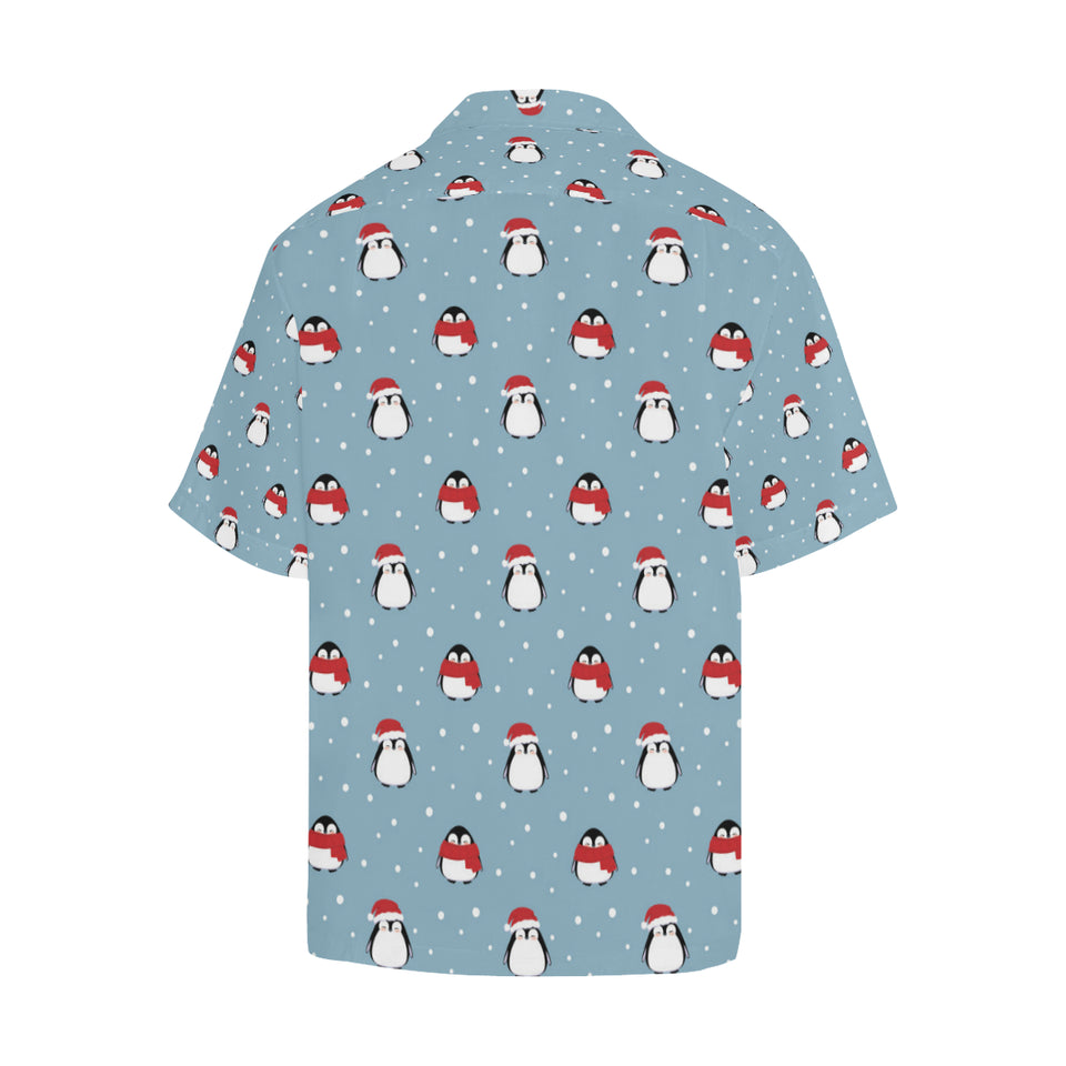 Cute penguin christmas snow pattern Men's All Over Print Hawaiian Shirt