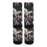 Japanese crane pink sakura pattern Crew Socks