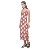 Fire flame symbol design pattern V-Neck Open Fork Long Dress