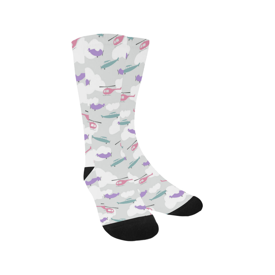 Helicopter plane pattern Crew Socks