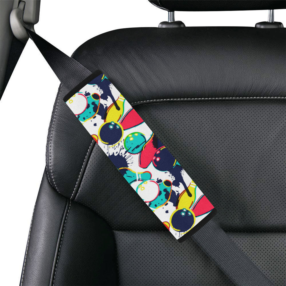 watercolor bowling ball pins Car Seat Belt Cover