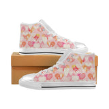 Hand drawn heart design pattern Women's High Top Canvas Shoes White