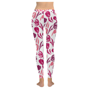 pink sketch tulip pattern Women's Legging Fulfilled In US