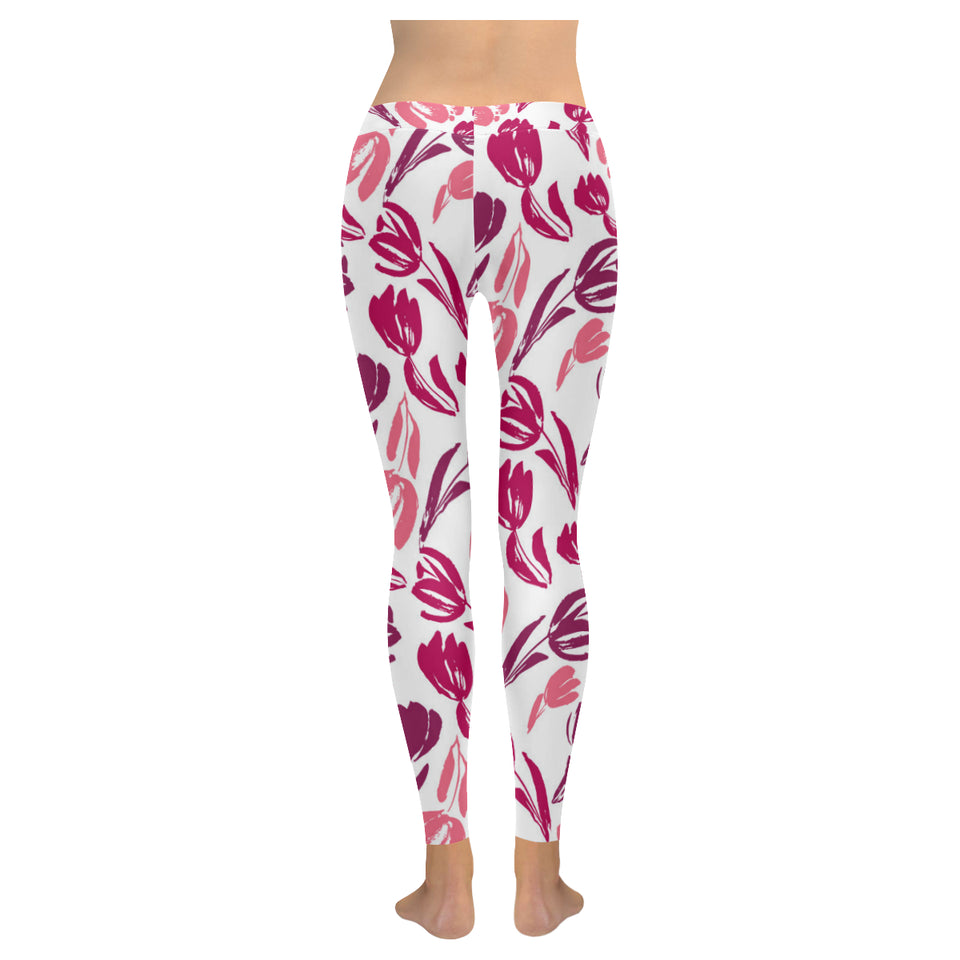 pink sketch tulip pattern Women's Legging Fulfilled In US