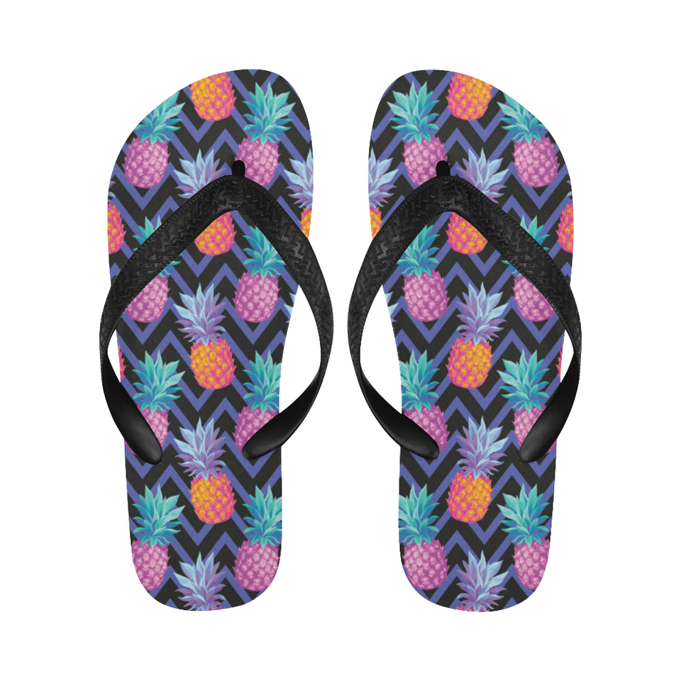 Pineapples pattern zigzag background Unisex Flip Flops