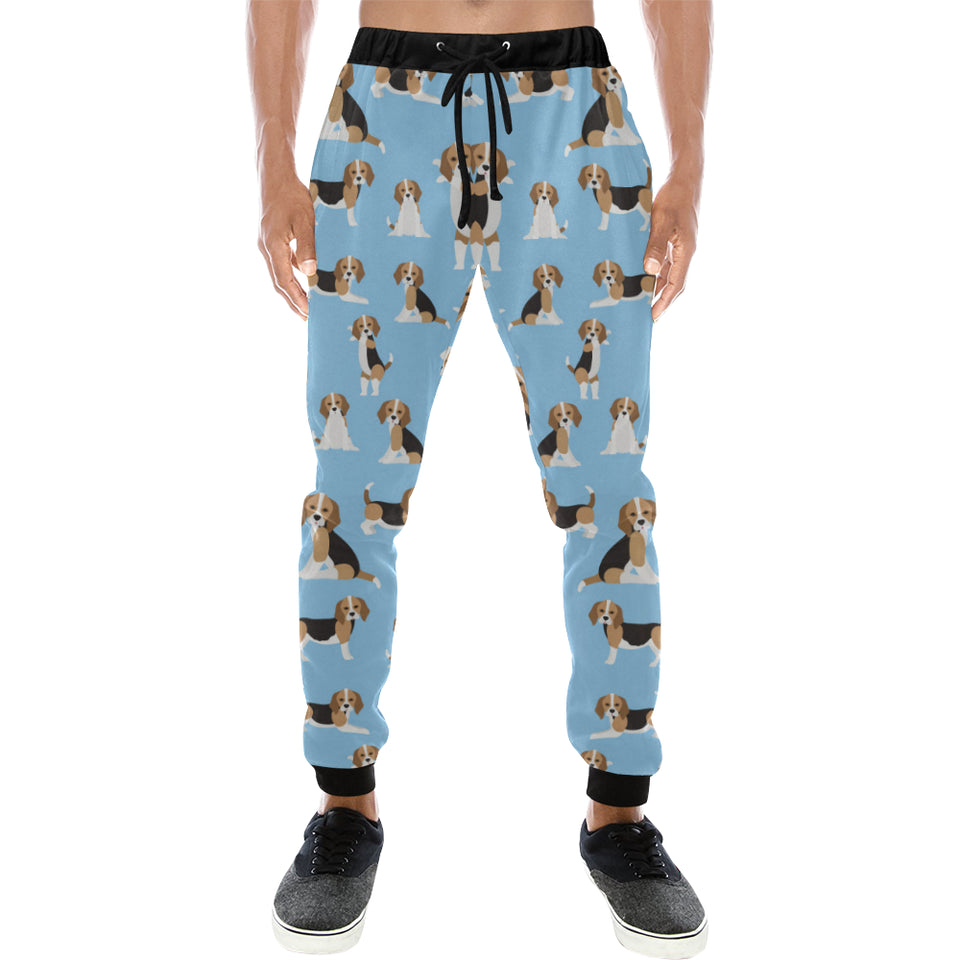 Beagle dog blue background pattern Unisex Casual Sweatpants