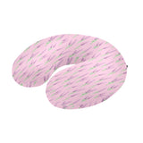 Lavender pattern pink background U-Shaped Travel Neck Pillow