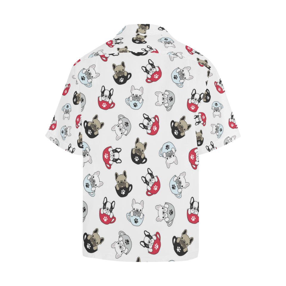 French bulldog cup paw pattern Men's All Over Print Hawaiian Shirt