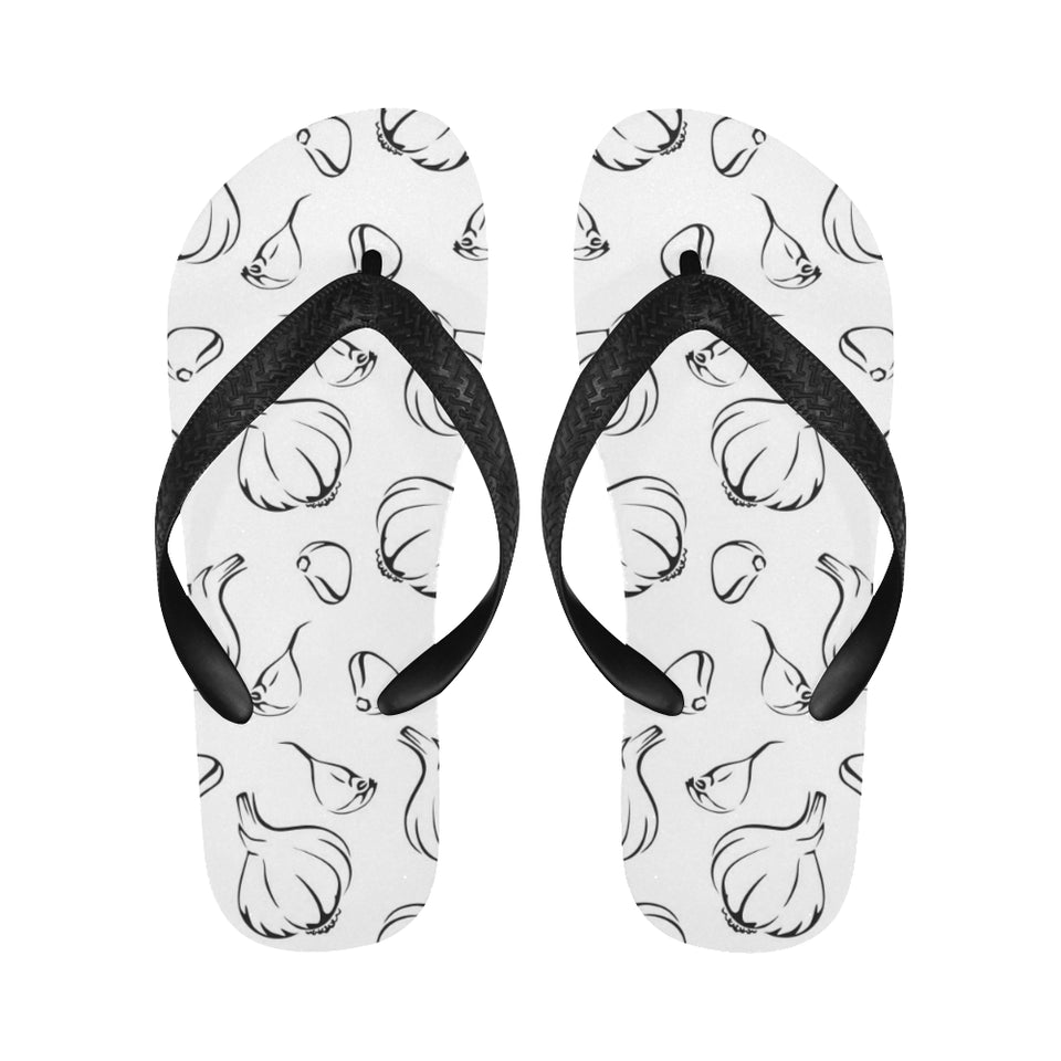 Garlic pattern black white Unisex Flip Flops