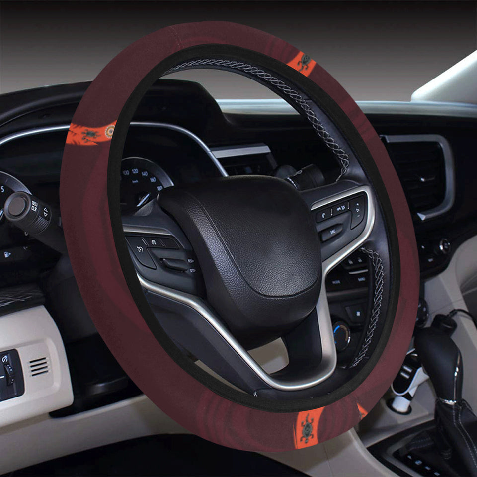 Boomerang Australian aboriginal ornament circle bl Car Steering Wheel Cover