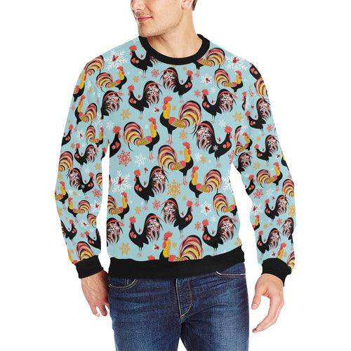 Rooster chicken cock snowfalke Men's Crew Neck Sweatshirt