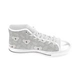 Cute koala leaves pattern Men's High Top Canvas Shoes White