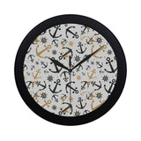 Anchors Rudders pattern Elegant Black Wall Clock