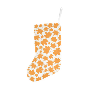 Orange Maple Leaf pattern Christmas Stocking