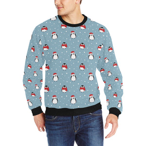 Cute penguin christmas snow pattern Men's Crew Neck Sweatshirt
