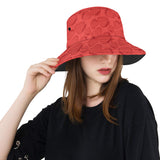 strawberry pattern red background Unisex Bucket Hat