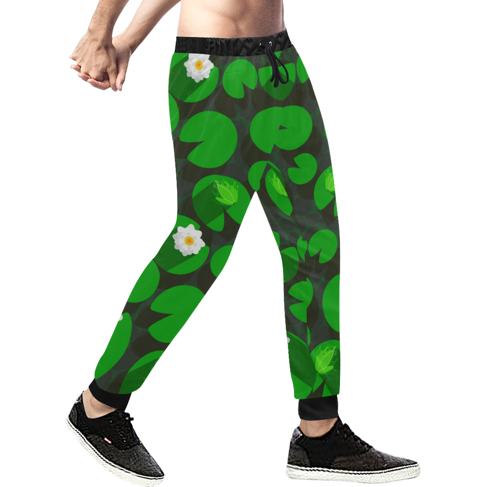 Frog waterlily pattern Unisex Casual Sweatpants