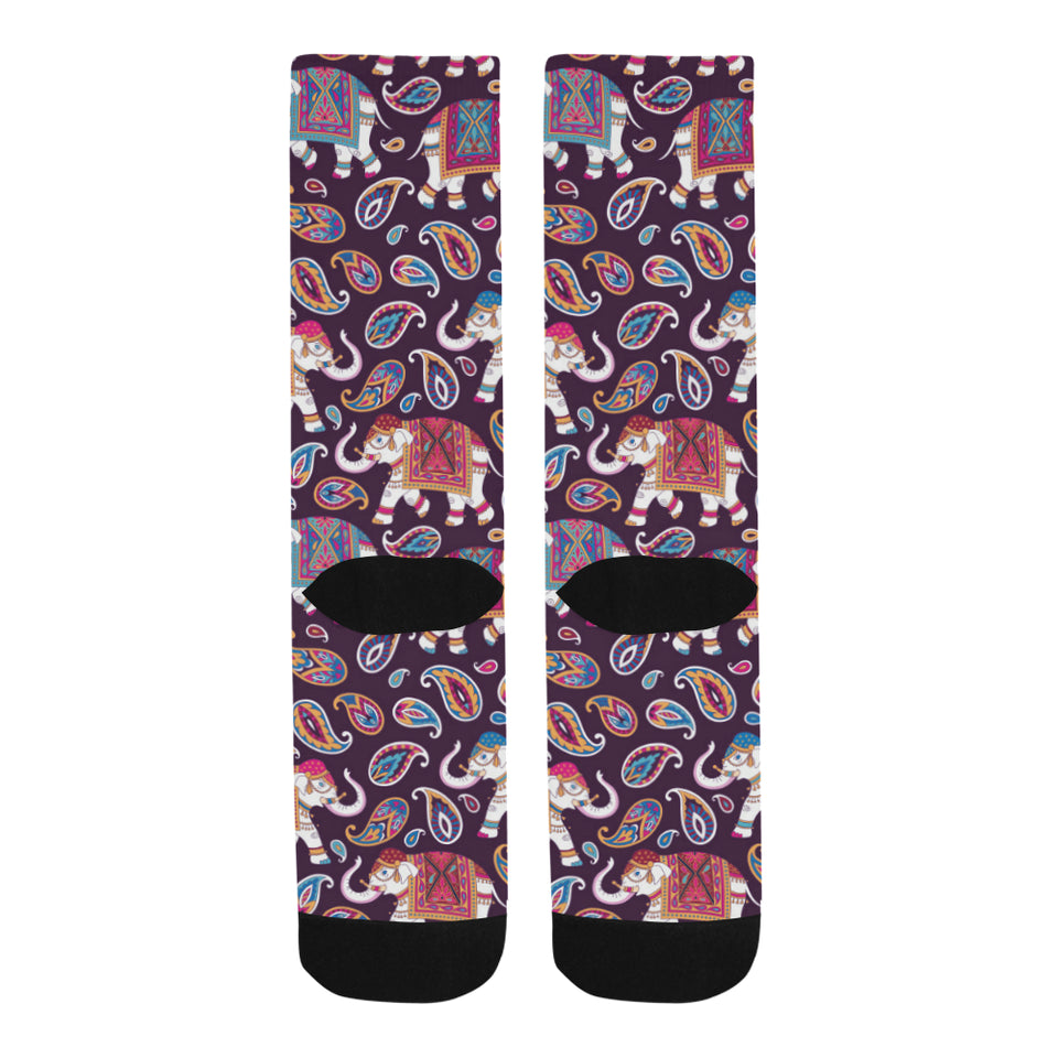 Elephant indian style ornament pattern Crew Socks