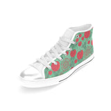 Tomato design pattern Women's High Top Canvas Shoes White