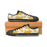 Cheese slice pattern Men's Low Top Canvas Shoes Black
