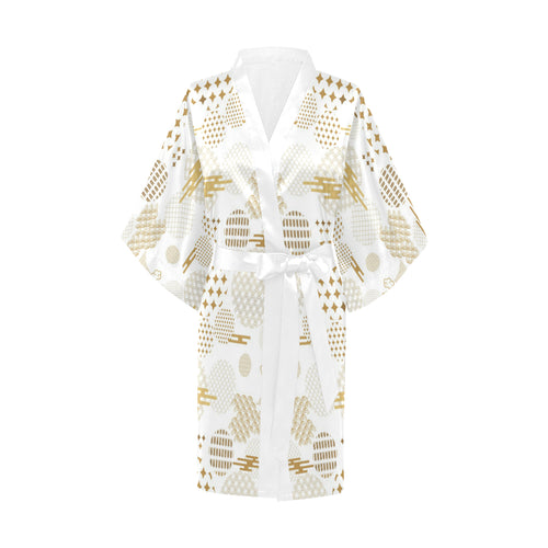 Beautiful gold japanese pattern Women's Short Kimono Robe