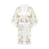 Beautiful gold japanese pattern Women's Short Kimono Robe