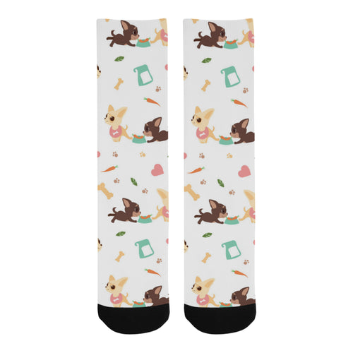 Cute Chihuahua puppie pattern Crew Socks