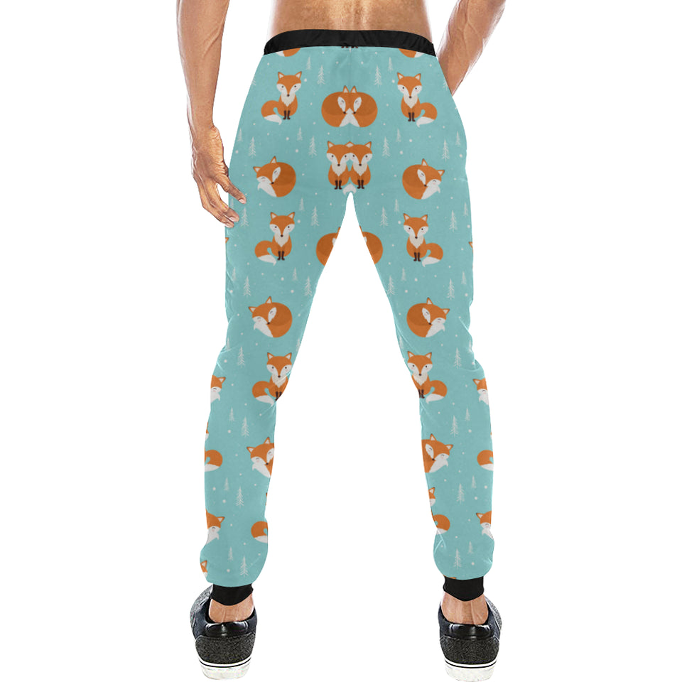 Fox pattern blue b ackground Unisex Casual Sweatpants