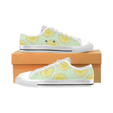 slice of lemon pattern Men's Low Top Canvas Shoes White