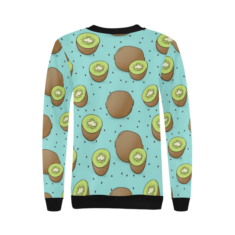 Kiwi blue background Women's Crew Neck Sweatshirt