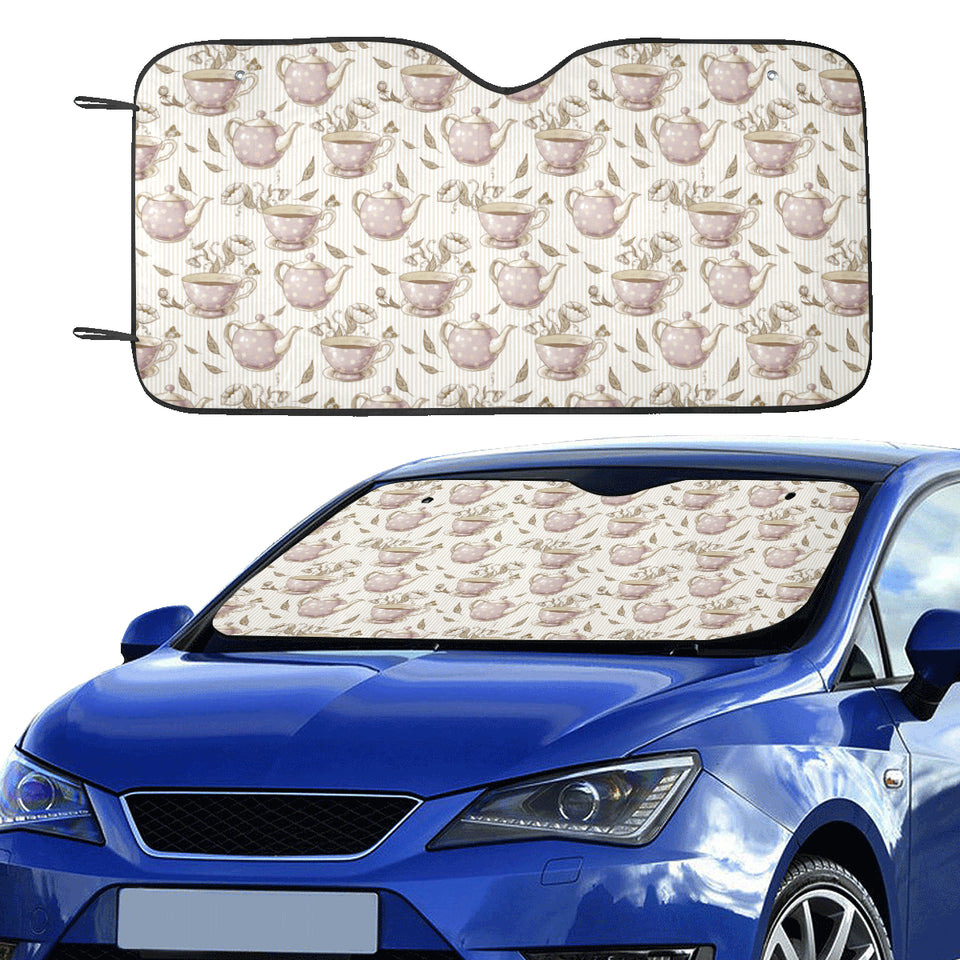 Tea pots Pattern Print Design 03 Car Sun Shade