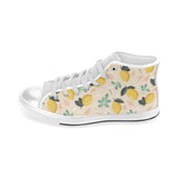 lemon flower leave pattern Men's High Top Canvas Shoes White
