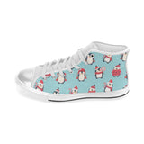 Cute penguin christmas  design pattern Women's High Top Canvas Shoes White