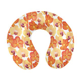 Orange yellow orchid flower pattern background U-Shaped Travel Neck Pillow