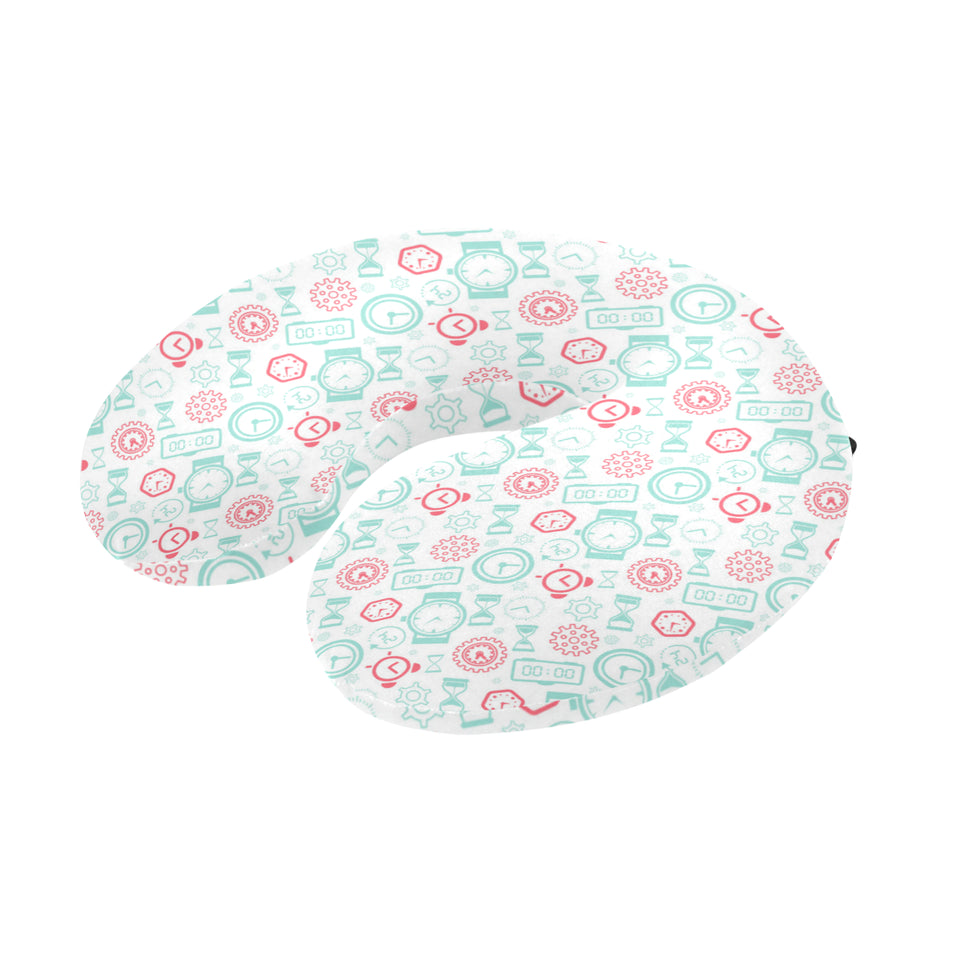 Clock time pattern blackground U-Shaped Travel Neck Pillow