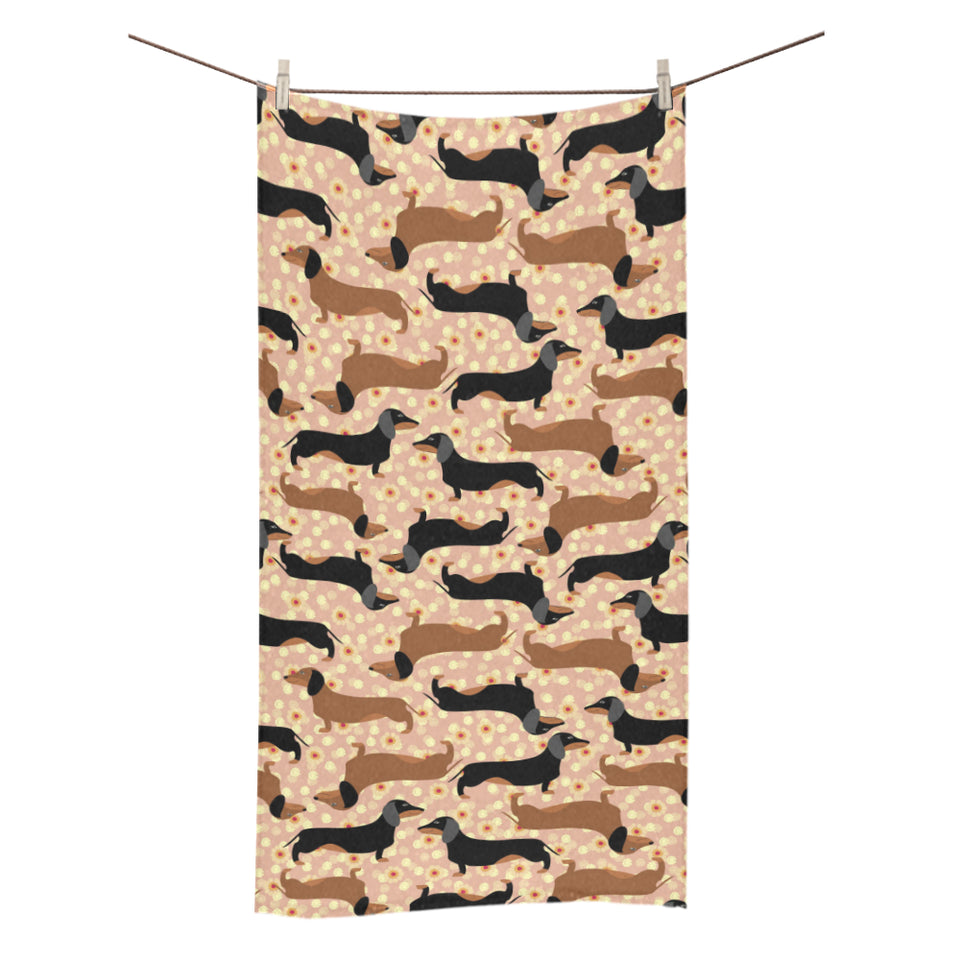 Dachshund floral background Bath Towel