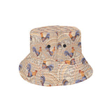 Cute rooster chicken cock floral ornament backgrou Unisex Bucket Hat