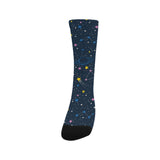 space pattern with planets, comets, constellations Crew Socks