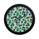 blueberry flower pattern Elegant Black Wall Clock