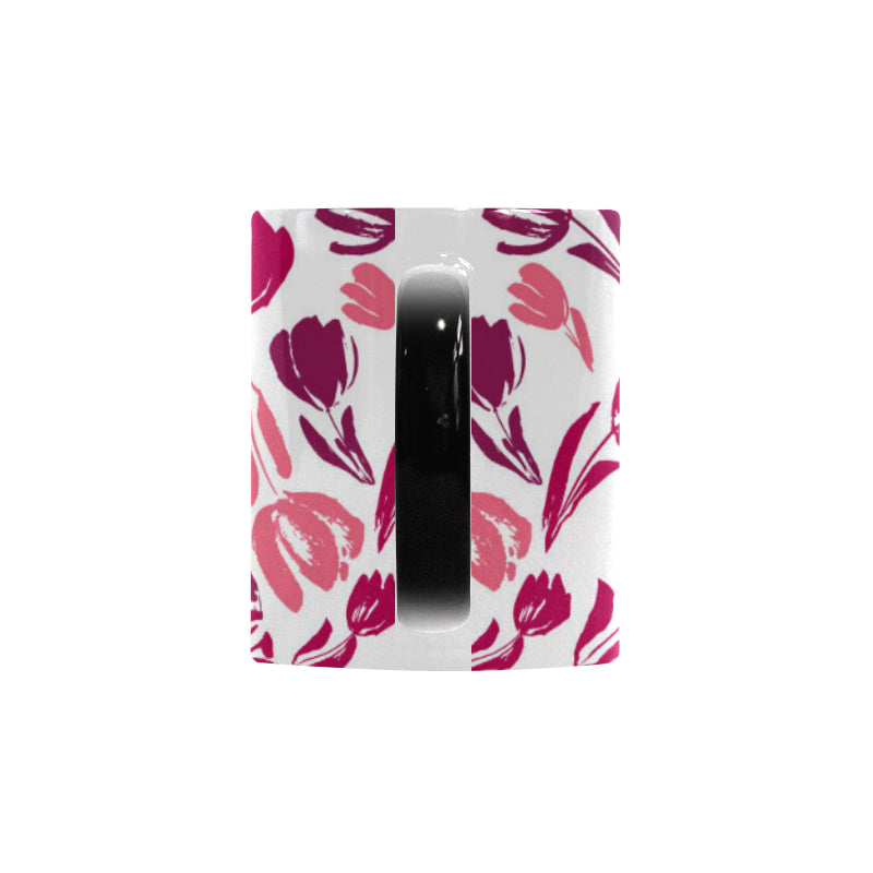 pink sketch tulip pattern Morphing Mug Heat Changing Mug