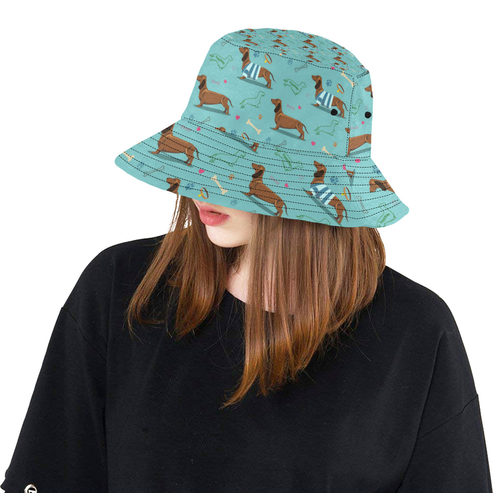 Dachshund decorative background Unisex Bucket Hat